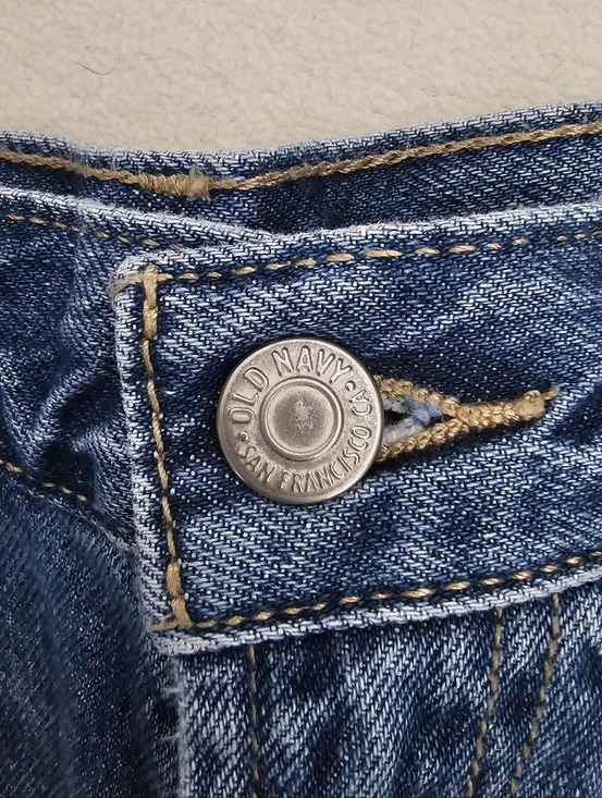 OLD NAVY 100% Cotton Wide-Leg Mid-Rise WOW Baggy Womens Jeans Washed Blue Sz 12T - Picture 13 of 16